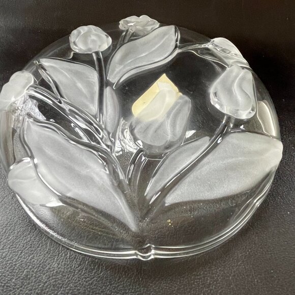 NWT Mikasa Walther Glass 7” Frosted Tulips Etched Glass Bowl-Germany - Picture 4 of 7